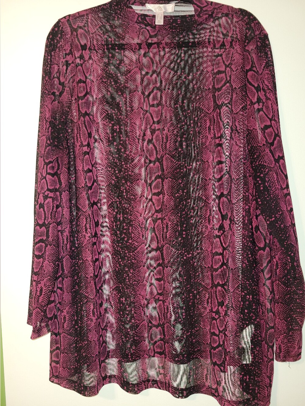 Women’s Pink Snake-Print Long Sleeve Sweater